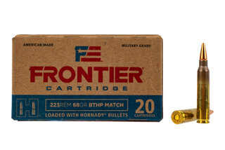 Hornady Frontier 223 Boat Tail Hollow Point Match ammo features a 68 grain bullet